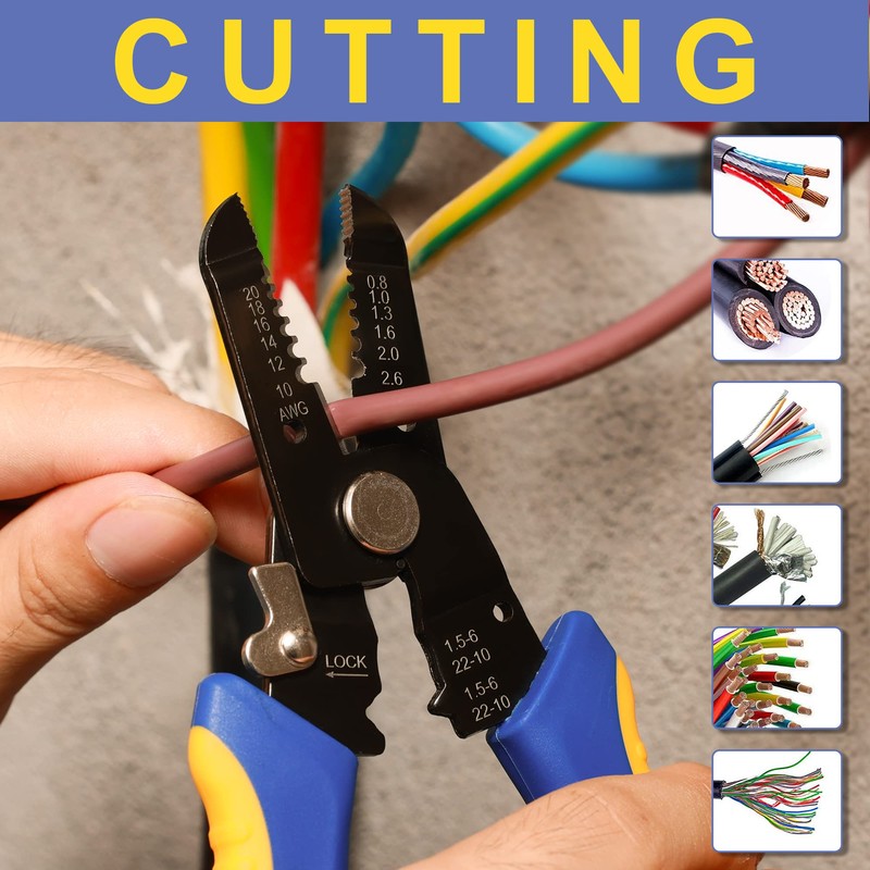 haisstronica Wire Stripper Tool, AWG 20-10 wire stripper crimper, Universal
