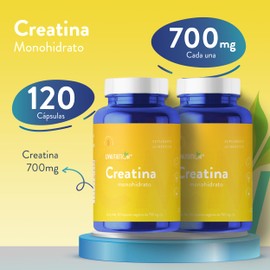 Creatina Monohidratada en 120 Cápsulas Veganas, Sin Azúcar y Gluten Free | 700mg por Cápsula - Dos Cápsulas Diarias | Suplemento Deportivo – 100% Vegano | LIV NUTRITION