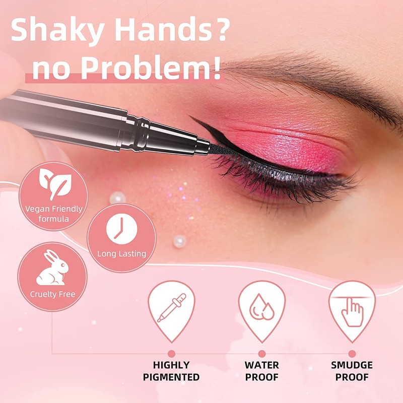 Docolor Liquid Eyeliner, Black Waterproof EyeLiner Ultra precise felt tip,