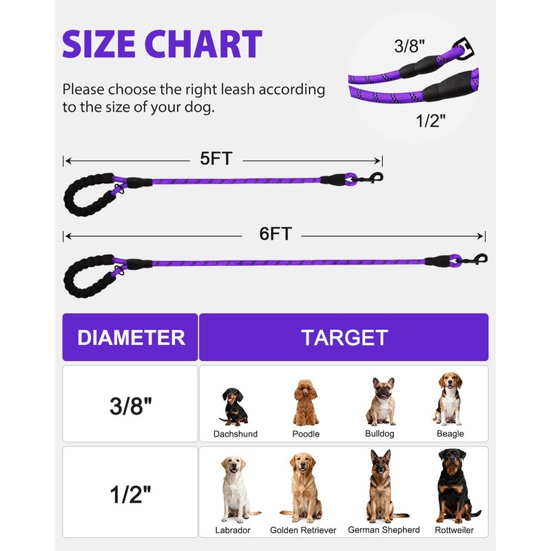 Joytale Dog Leash for Small Dogs, Heavy Duty Nylon Leashes