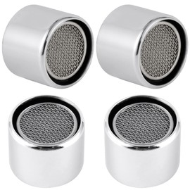 iFealClear 4 PCS Faucet Aerator, Kitchen Sink Aerator Faucet Filter with Solid Brass Shell, 55/64 inch Female Thread Water Conserve Faucet Aerator Adapter with Gasket for Kitchen and Bathroom, Chrome