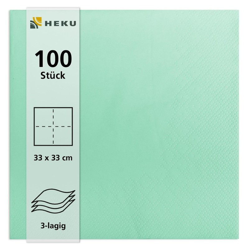 HEKU 30241-07: 100 Plain Napkins, 3-Ply, 33 x 33 cm,