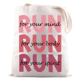 JNIAP Running Gift For Runner Marathon Runner Tote Bag Sports Gift For Hiking (RUN for your mind Tote Bag)