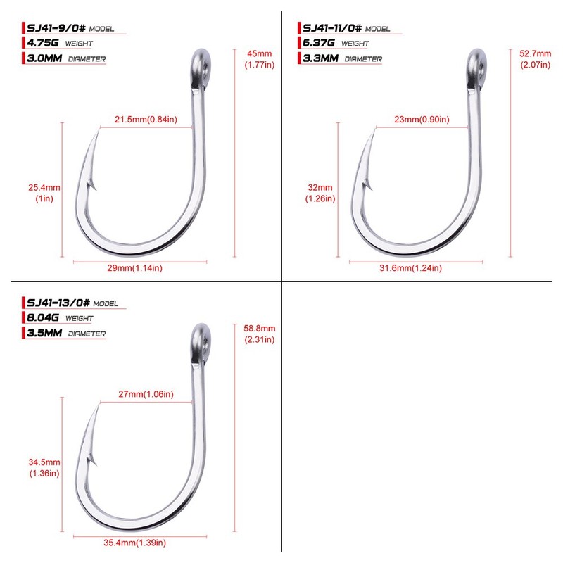 Proberos Fishing Hooks Extra Strong Stainless High Carbon Steel Jigging