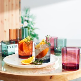 Khen Color Acrylic Classic Plastic Reusable Drinking Glasses (Set of 8) Restaurant Cups Style 12oz Unbreakable Rocks Cups, Tumbler, Juice, Wine | BPA-Free Tumblers | Top-Rack Dishwasher Safe, Tritan