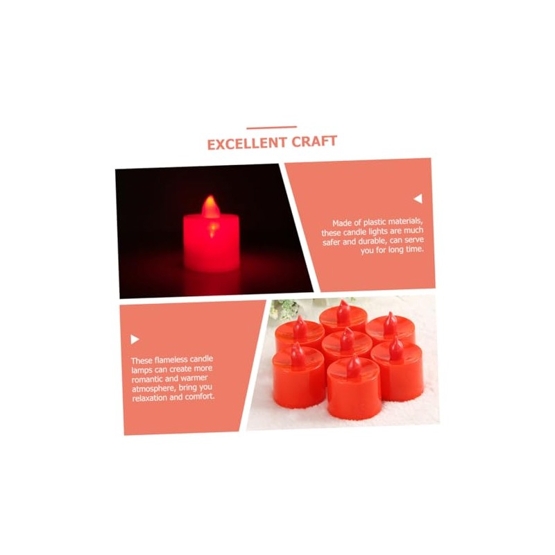 Velas LED Rojas sin Llama, 20 Piezas de Plástico