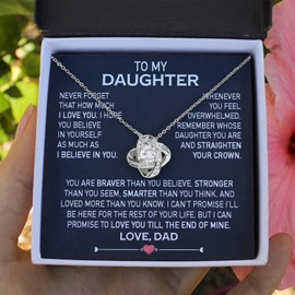 To My Daughter Necklace from Dad with Heartfelt Message & Elegant Box, Father Daughter Gifts from Dad, Birthday Gift for Daughter Adult, Father Daughter Necklace, Daddy Daughter Gifts for My Daughter