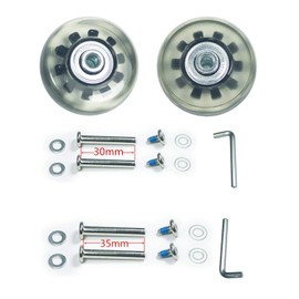 F-ber 50mm x 18mm Luggage Suitcase Wheels with 6mm ABEC 608zz Bearings, Inline Outdoor Skate Replacement Wheels, Set of 2 with Axles 30mm & 35mm (Black & Clear)