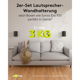 goobay 71025 Wall Mount for Sonos Era 100 / Speaker Wall Mount up to 3 kg / Swivelling and Tilting / Black