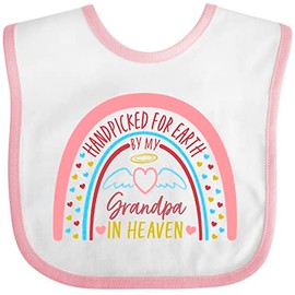 inktastic Handpicked for Earth By My Grandpa in Heaven- Rainbow Baby Bib White and Pink 4205d