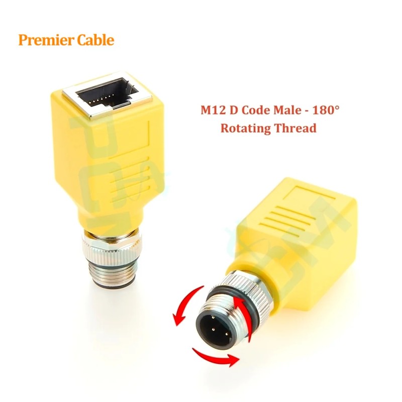 Profinet M12 D-Code 4 Pin to RJ45 Feedthrough Bulkhead Adapter
