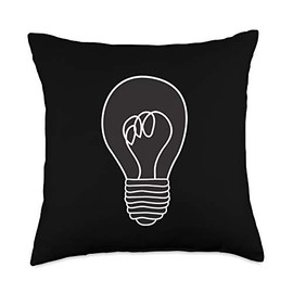 Light Bulb Edison Black White Modern Minimalist Industrial Throw Pillow