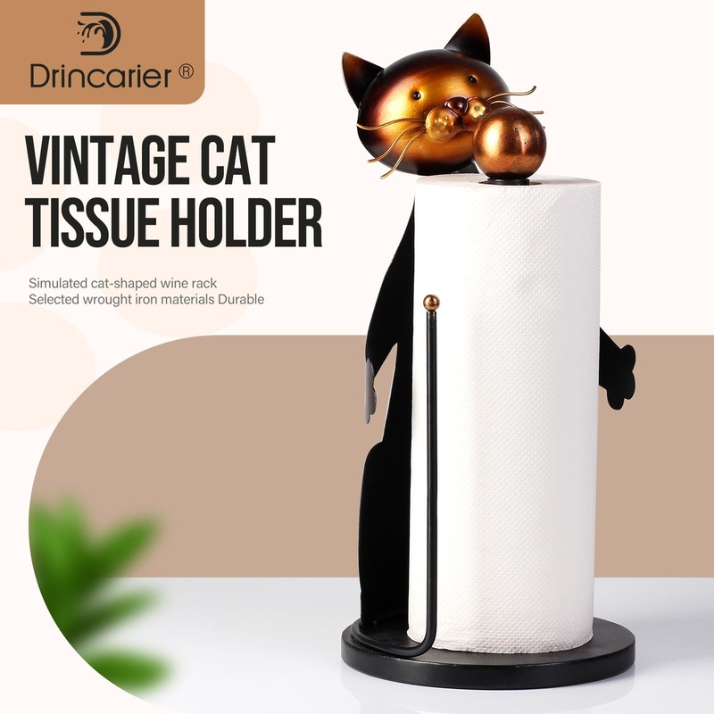 Cat Paper Towel Holder Countertop, Farmhouse Paper Towel Holder Stand