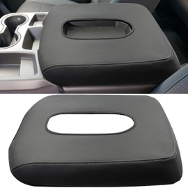 ZOXOQ Center Console Armrest Cover for Chevy Silverado Accessories 2019-2024, for GMC Sierra Jump Seat Arm Rest Box Leather Trim, Middle Console Interior, Armrest Lid Protective Case (Gray Stitches)