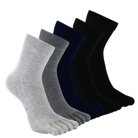 CaiDieNu Men's Cotton Sports Running Toe Socks Five Finger Non-Slip Crew Liner Socks, EU 39-44, Ankle Length-1