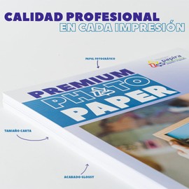 PAPIRA Papel Fotográfico Tamaño Carta Glossy: Caja con Hojas Blancas de Alta Calidad - Ideal para Impresiones Profesionales y Proyectos Creativos (50)