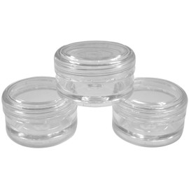 5ml Empty Plastic Cosmetic Jars x 100 CLEAR with CLEAR Lids (Creams/Sample/Make-Up/Glitter Storage Pots)