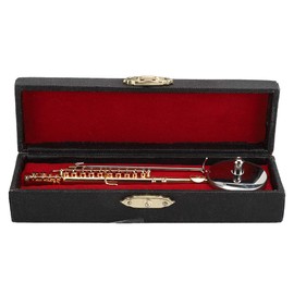 Dollhouse Mini Flute Copper 1:6 Miniature Flute Gold Flute Simulated Musical Instrument Model Toy Dollhouse Accessories Decoration (Gold)