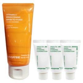 Innisfree Vitamin C Brightening Pack-to-Foam 120g + Green Tea Foam 20ml x 3 / 이니스프리 비타민C 브라이트닝 팩투폼 120g+그린티폼 20mlx3개