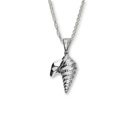 ORTAK 925 Sterling Silver Handmade Pendant Necklace | Pelican Foot Shell Inspired Design | High Polished | Natural Sea Life Collection |Scottish Fine Jewellery | Made In UK
