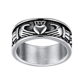 Silver Claddagh Rings for Men Women Traditional Irish Love Band Hypoallergenic Tarnish Resistant Size 11