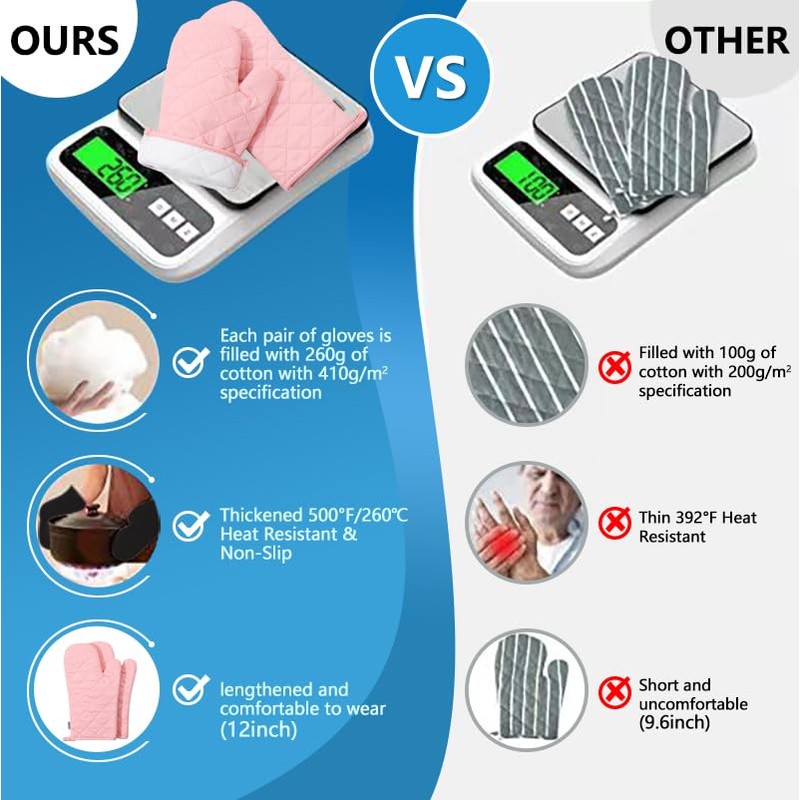 Oven Mitts and Pot Holders 4 pcs Set,High Heat Resistant
