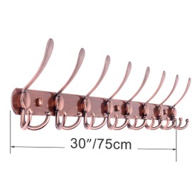 WEBI Coat Rack Wall Mounted,8 Tri Hooks for Hanging,Coat Hook,Hook Rack,Hook Rail,Coat Hanger Wall Mount Metal Wall Coat Rack for Coats,Hats,Jacket,Antique Copper