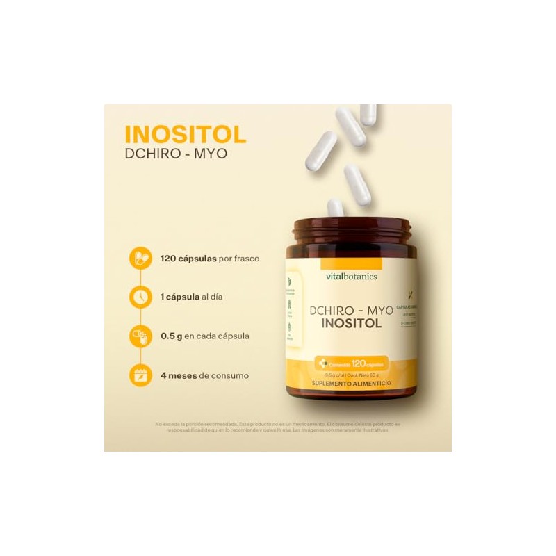 Vitalbotanics Myo Inositol Chiro 120 Cápsulas 500mg Meses Suplementos Alimenticios
