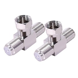 CNARIO 2pcs F Type Splitter 3 Way Connector F Male to Dual F Female Coaxial Connector 2 in 1 Out FAdapter for TV Video VCR Antenna TV Cable Satellite Tuner Antenna Television