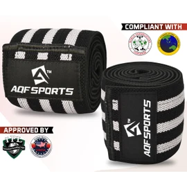 AQF Elbow Wraps for Weightlifting Gym Elbow Support - Heavy Duty 40" Elasticated Elbow Sleeves Straps for Powerlifting, Bodybuilding, Training & Bench Press (Pair) (Blk & Wht)