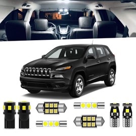 ENDPAGE 13-Pieces Cherokee LED Interior Light Kit Package for Jeep Cherokee KL 2014 2015 2016 2017 2018 2019 2020 White 6000K Interior LED Lighting Package + License Plate Lights, Install Tool