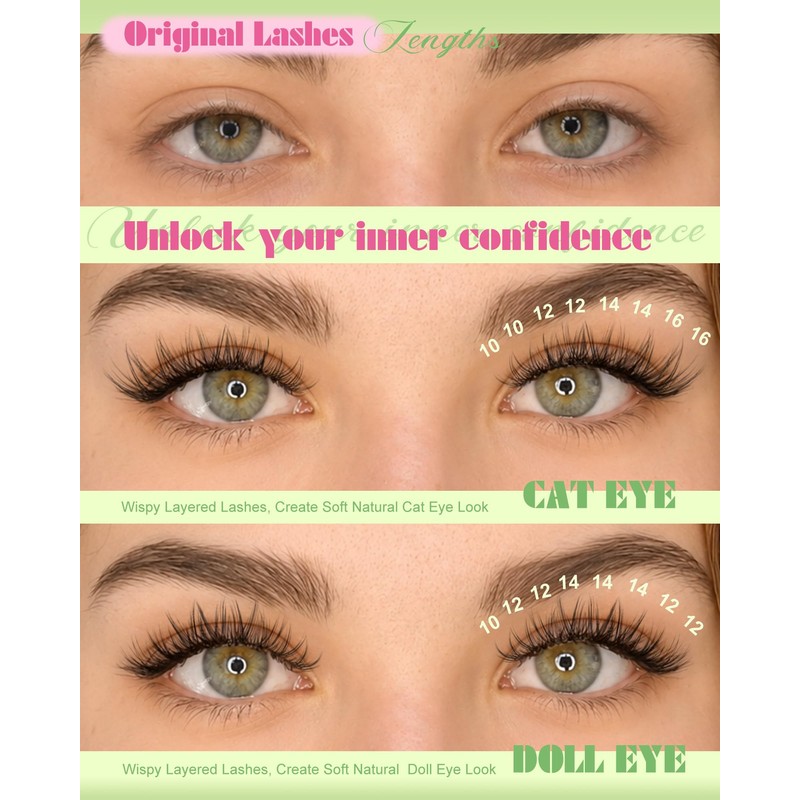 Wispy Cluster Lashes Individual Eyelashes Natural C Curl V44