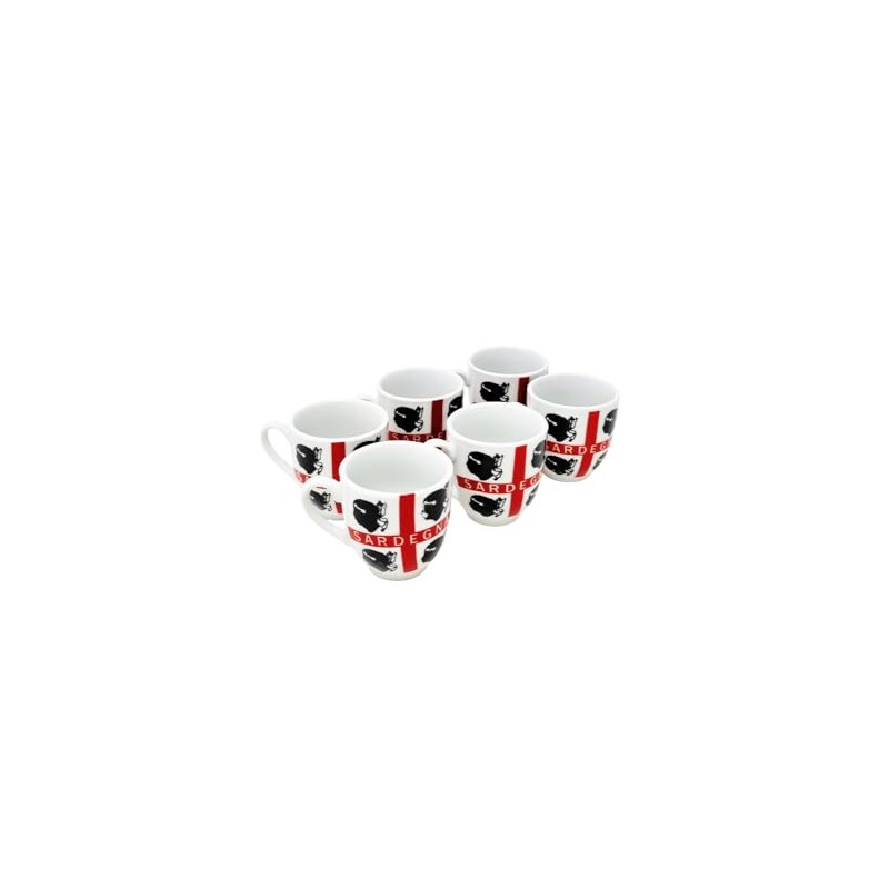 CUCUBA Set of 6 Coffee Cups Sardinia Flag of the