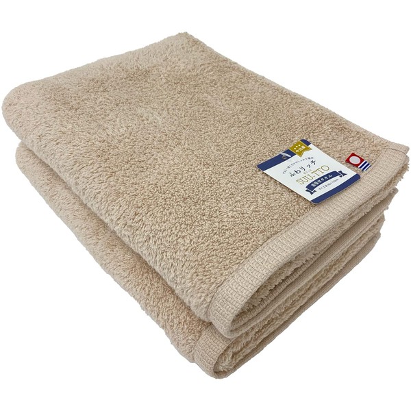 Imabari Towel Brand Soft Rich Sut Mini Bath Towel, 15.7 x 43.3 inches (40 x 110 cm), Beige, Set of 2, Super Zero, 100% Cotton, Volume, Absorbent, Fluffy, Made in Japan