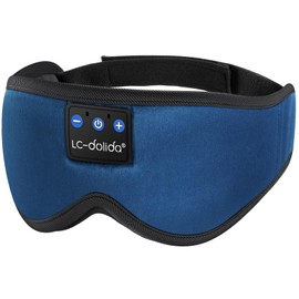 LC-dolida Bluetooth Sleep Mask Headphones 3D Deep Eye Mask with Headphones,Can Play 15 Hours Breathable 200% Blackout Plane Travel Essentials,Sleep Mask Blackout with Travel Bag Tech Gadgets