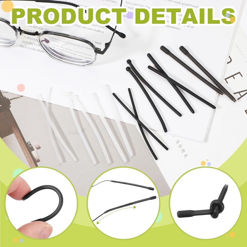 PATIKIL 4 Pairs Eye Glass Replacement Temples, Silicone Anti-Slip Eyeglass