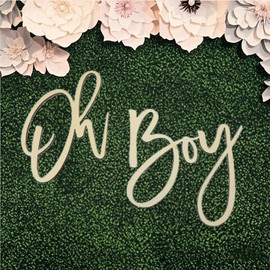 Wlropted Oh Boy Sign for Backdrop - Wooden Cutout Oh Boy Letters Sign for Baby Shower Banner Background Decor 1st Birthday Baby Announcements Gender Reveal Party Decoration Backdrop Wall Photo Prop