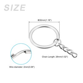 METALLIXITY Split Keychain Rings (2x30mm) 24 Pcs, Round Flat Key Holder - for Home Car Key Project Organization, Nickel