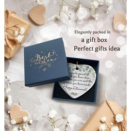 Hglian Retirement Gifts for Women-Happy Retirement Christmas Ornament with Gift Box,Retirement Gifts for Women Retired Teachers Nurses Coworker Friends Sister-Brown