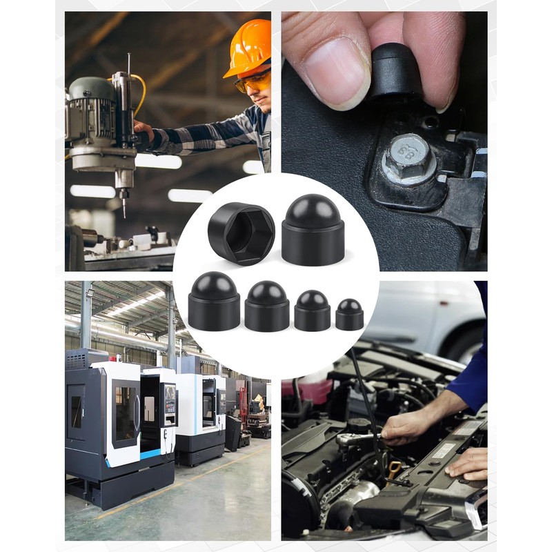 Jeboler Plastic Caps Screw Caps M6, Pack of 25 Black