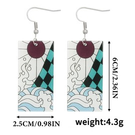 3 Pairs of Kamado Tanjirou Earrings - Demon Slayer Anime Cosplay Hanafuda Jewellery from the Manga Series Kimetsu no Yaiba, Metal