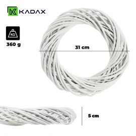 KADAX Decorative Wreath, Ideal as a Door Wreath, Natural Willow Wreath, Rattan Wreath, Table Wreath, Natural Wreath, Willow Ring, Willow Wreath, for Decorating Windows (White, 30 cm)