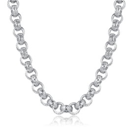 THE BLING KING Luxury Silver-Plating XXL 20mm Ornate Half Kilo Belcher Chain - 28 Inch - Silver Plating, Outstanding Craftsmanship, 340g