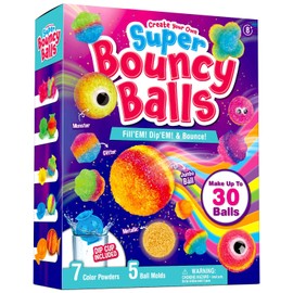 Dr. Daz Bouncy Power Make 20 Colourful Power Balls for Children, Rubber Ball Make Yourself, Fun Science Experiment Set for Beginners, Birthday Gift for Girls Boys from 7 8 9 10 Years