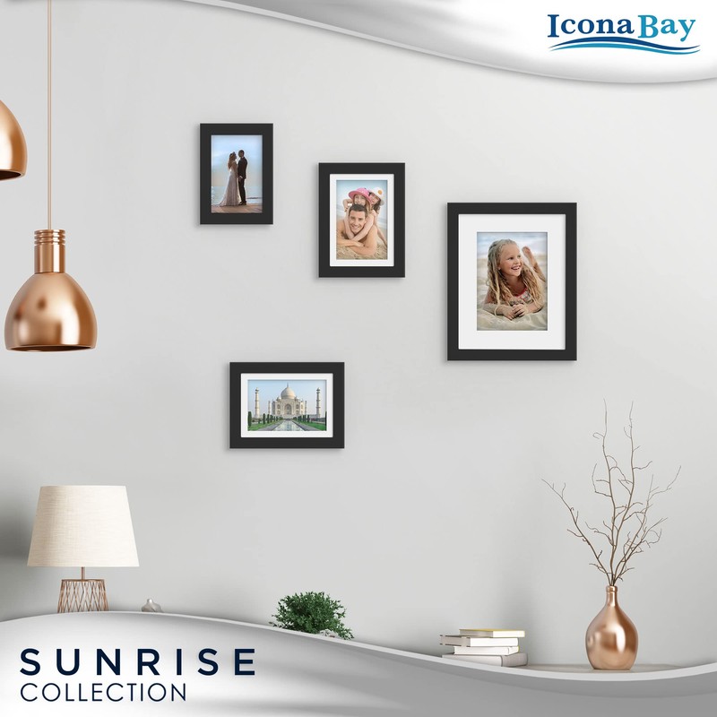 Icona Bay - 8x10 Mat to 5x7 Black Picture Frame