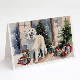 Caroline's Treasures DAC2672GCA7P Great Pyrenees Cozy Christmas Greeting Cards Pack of 8 Blank Cards with Envelopes Whimsical A7 Size 5x7 Blank Note Cards