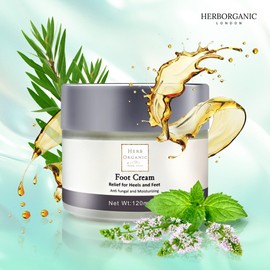 HerbOrganic Foot Cream for Cracked Heels and Dry Skin – 120ml – Foot care, Foot Massage, Foot Moisturiser – Foot Fungal Treatment and Athlete's Foot Cream