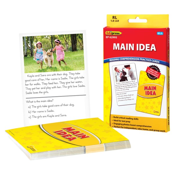 Edupress Reading Comprehension Practice Cards, Main Idea, Yellow Level (EP62995),Medium
