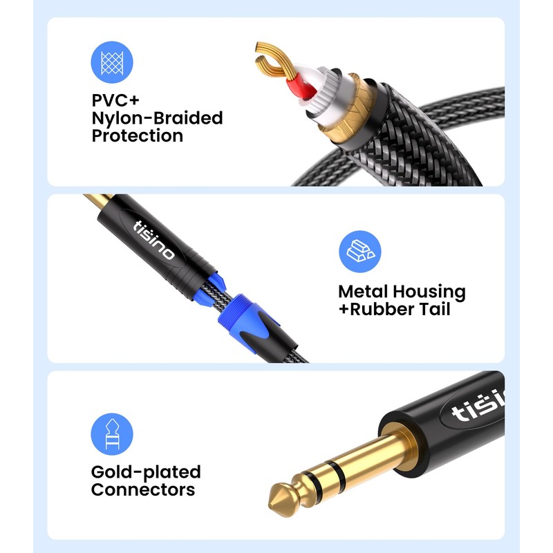 tisino 1/4 inch TRS Cable, Quarter inch 1/4 TRS to