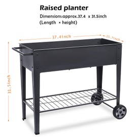 FOYUEE Raised Planter Box with Legs Outdoor Elevated Garden Bed On Wheels for Vegetables Flower Herb Patio